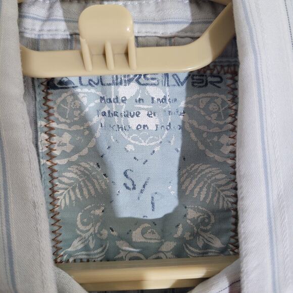 Quicksilver Shirt Button Down Mens Size Small White Blue Pinstripe Pocket Career - Picture 6 of 7